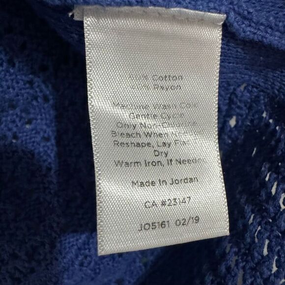 Talbots Blue Open Knit Half Sleeve V-Neck Pullover M - Picture 4 of 5